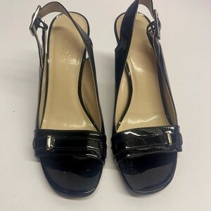 Talbots Black Patent Slingback Heels 7.5